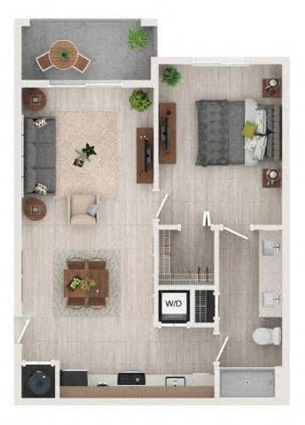 a floor plan of a house with a bedroom and a living room